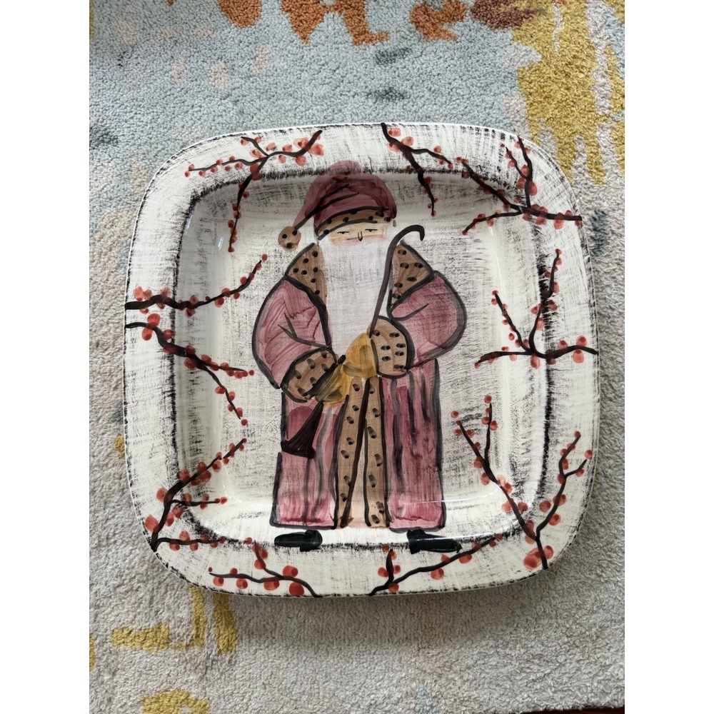 ZRIKE Handpainted In Italy " YULETIDE" SQUARE SERVING  TRAY 16"